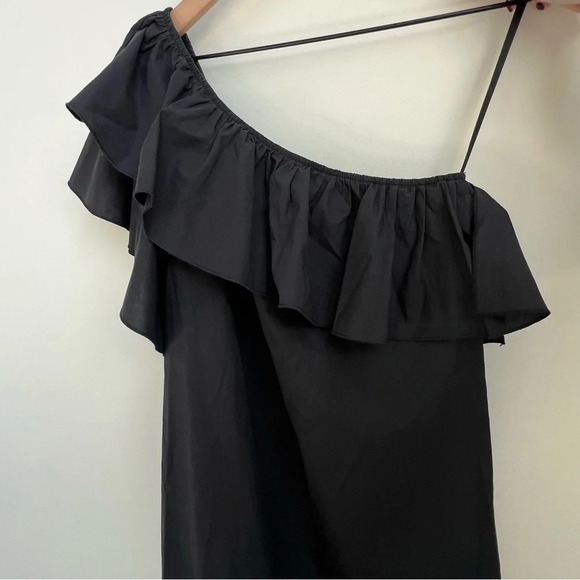 Vineyard Vines Size Small One Shoulder Ruffle Short Dress Jet Black 100% cotton - Picture 14 of 14